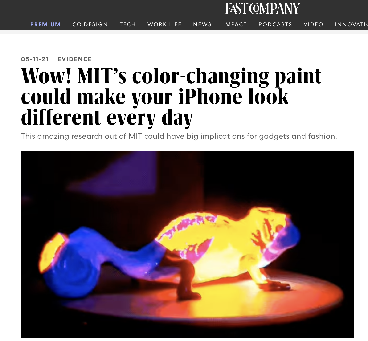 Fast Company article about ChromoUpdate paper.